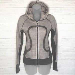Lululemon lavender & gray zip logo hoodie jacket